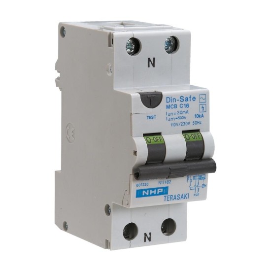 NHP DIN-T Residual Current Device Short Body w/ Overcurrent 10kA 20A 1Pole and N C Curve 30mA Type A NHP DIN-T Residual Current Device Short Body w/ Overcurrent 10kA 20A 1Pole and N C Curve 30mA Type A