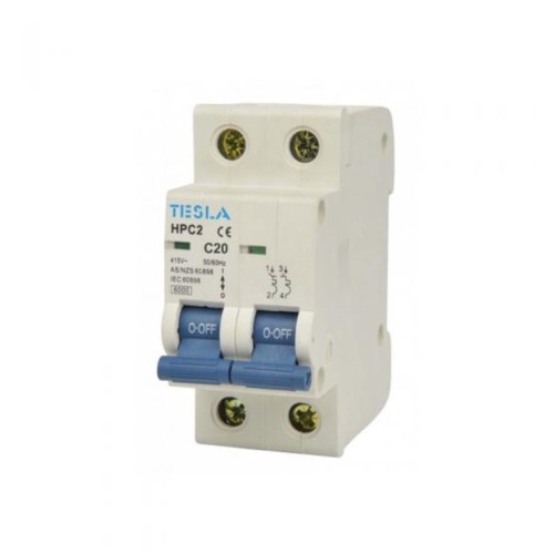 Tesla Miniature Circuit Breaker 2 Pole 20 Amp Tesla Miniature Circuit Breaker 2 Pole 20 Amp