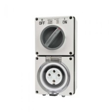 Combination Switched Socket Outlet - 32 AMP 4 Round Pin IP66 500V Combination Switched Socket Outlet - 32 AMP 4 Round Pin IP66 500V