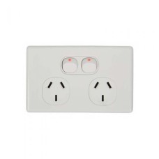 Tesla Double GPO - White Tesla Double GPO - White