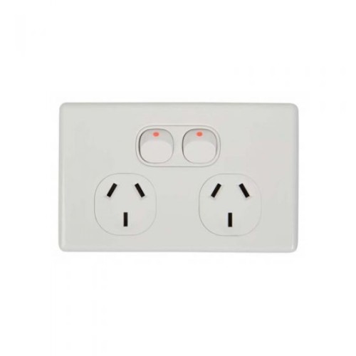 Tesla Double GPO - White Tesla Double GPO - White