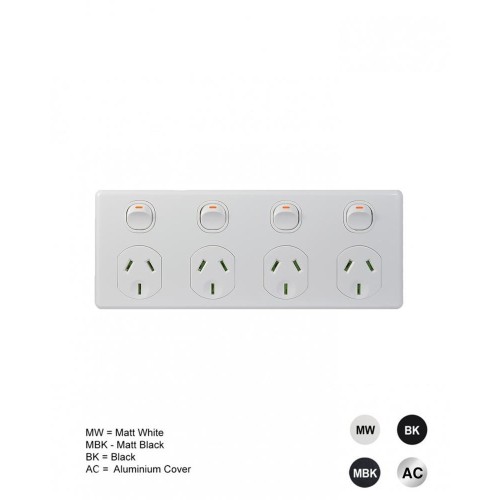 Puma - 4 Gang Fixed Power Point Double Pole 10A Puma - 4 Gang Fixed Power Point Double Pole 10A