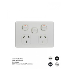 Flat Cat - Power Point Switched 2 Gang 10A 250V With Removable Extra Switch 16AX/20A Flat Cat - Power Point Switched 2 Gang 10A 250V With Removable Extra Switch 16AX/20A