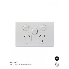 Puma - Power Point Switched 2 Gang, 10A 250V, with Extra Switch 10AX/16A Puma - Power Point Switched 2 Gang, 10A 250V, with Extra Switch 10AX/16A