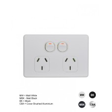Flat Cat - Power Point Switched 2 Gang 10A 250V Flat Cat - Power Point Switched 2 Gang 10A 250V