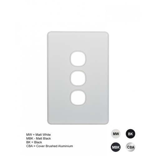 Flat Cat - Switch Plate Vertical 3 Gang (Less Mech) Flat Cat - Switch Plate Vertical 3 Gang (Less Mech)