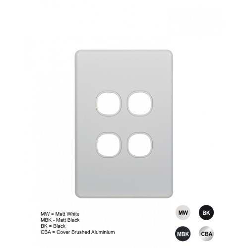 Flat Cat - Switch Plate Vertical 4 Gang (Less Mech) Flat Cat - Switch Plate Vertical 4 Gang (Less Mech)
