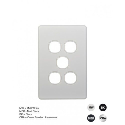 Flat Cat - Switch Plate Vertical 5 Gang (Less Mech) Flat Cat - Switch Plate Vertical 5 Gang (Less Mech)