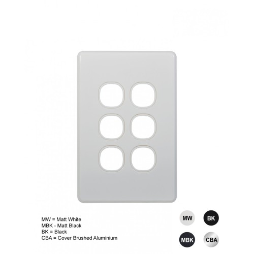 Flat Cat - Switch Plate Vertical 6 Gang (Less Mech) Flat Cat - Switch Plate Vertical 6 Gang (Less Mech)