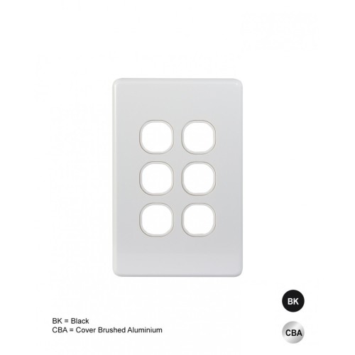 Puma - Switch Plate Vertical 6 Gang (Less Mech) Puma - Switch Plate Vertical 6 Gang (Less Mech)