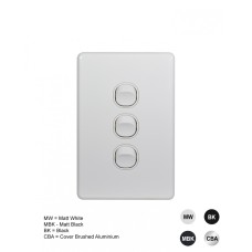 Flat Cat - Switch Vertical 3 Gang 10AX/16A 250V Flat Cat - Switch Vertical 3 Gang 10AX/16A 250V