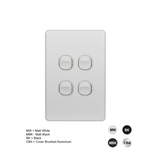 Flat Cat - Switch Vertical 4 Gang 10AX/16A 250V Flat Cat - Switch Vertical 4 Gang 10AX/16A 250V