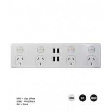 Puma - 4X4 - 4 Socket's x 4 USB's - Double Pole - 250V, 10A Puma - 4X4 - 4 Socket's x 4 USB's - Double Pole - 250V, 10A