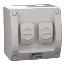 Weathershield, Switch, 2-Gang, 16AX, 250VAC, IP66, Resistant Grey Weathershield, Switch, 2-Gang, 16AX, 250VAC, IP66, Resistant Grey