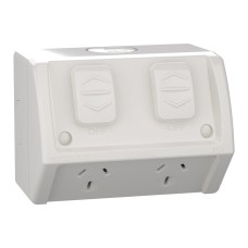 Weathershield, Socket, Twin, 15A, 250VAC, IP54 Weathershield, Socket, Twin, 15A, 250VAC, IP54